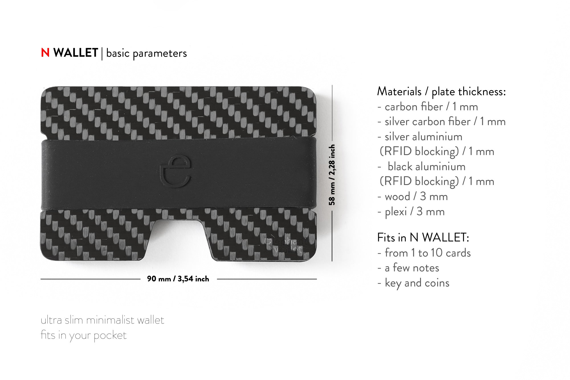 Slim Wallet, Modern Wallet, Carbon Fiber Wallet, Women's Wallet, Men's  Wallet, Minimalist Wallet, Modern Design, Elephant Wallet 